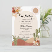 Oh Baby Cactus Woestijn Baby Shower Zuidwestelijk Kaart (Staand voorkant)
