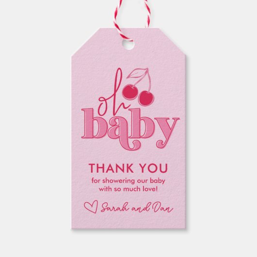 "Oh Baby" Cerise sur le dessus Étiquette de cadeau (Devant)