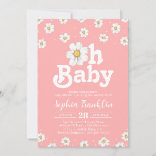 Oh Baby Chic Daisy Blush Pink Hippie Baby shower Kaart