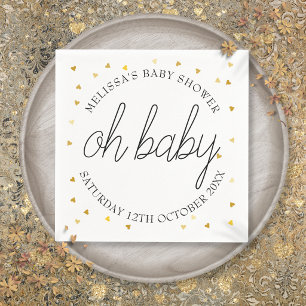 Oh Baby Chic Script Gouden Hart Baby Borrel Servet