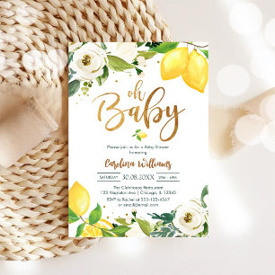 Oh Baby Citroen Bloemige Baby Shower Uitnodiging