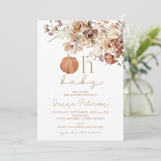 Oh Baby Citrouille Automne Baby shower Invitation (Debout devant)