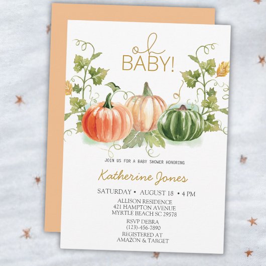 Oh Baby Citrouille Baby shower Invitation