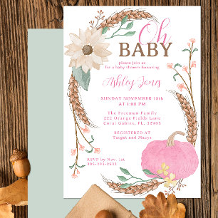 Oh Baby Citrouille rose Invitation douche