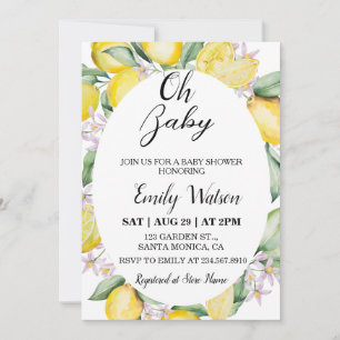 Oh Baby Citrus Citroen Baby Shower Uitnodiging