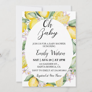 Oh Baby Citrus Citroen Baby Shower Uitnodiging