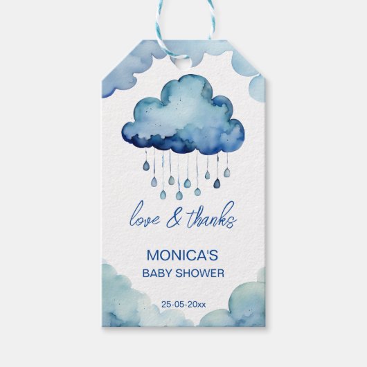 Oh Baby cloud baby shower dank u gunst Cadeaulabel (Voorkant)