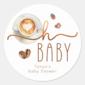 Oh Baby Coffee Baby Shower Favor Sticker (Devant)