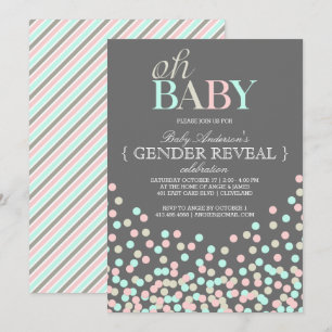 Oh Baby Confetti Gender Reveal Party   Blauw Roze Kaart
