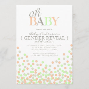 Oh Baby Confetti Gender Reveal Party   Koraalmunt Kaart