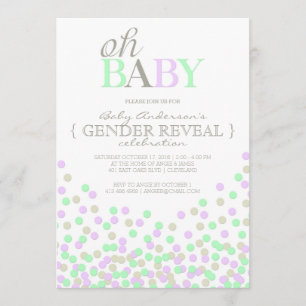 Oh Baby Confetti Gender Reveal Party   Paarse Aqua Kaart