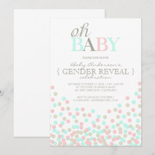 Oh Baby Confetti Gender Reveal Party   Roze Blauw Kaart