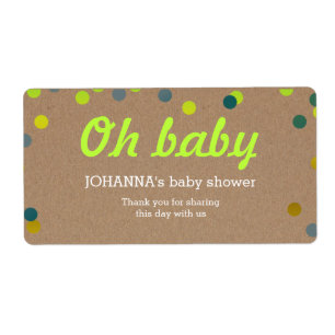 Oh Baby Confetti Kraft papieren waterflesje gunst Etiket