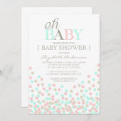 Oh Baby Confetti | Moderne Baby Shower Uitnodiging (Voorkant / Achterkant)