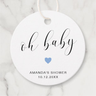 Oh Baby Cute Blue Heart Boy Baby shower Bedankjes Labels