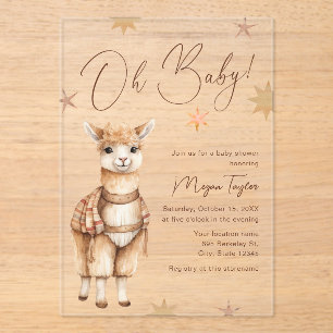 Oh Baby Cute Llama Boho Baby shower Invitation
