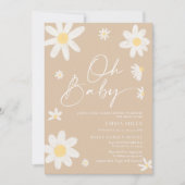 Oh Baby Daisy Baby shower beige Invitation (Devant)