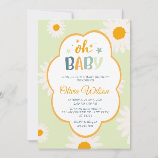 Oh Baby Daisy Baby Shower Kaart (Voorkant)