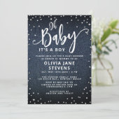 Oh Baby Denim Diamonds Classy Boy Baby shower Kaart (Staand voorkant)