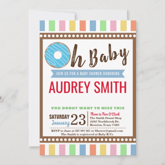 Oh Baby Donut Boy Blue Baby shower Kaart (Voorkant)