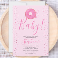 Oh Baby Donut Pink Girl's Baby shower Uitnodiging