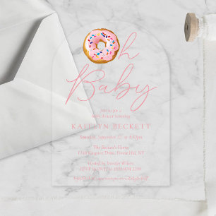 Oh Baby Donut Sprinkle Girls Baby shower Acryl Uitnodigingen