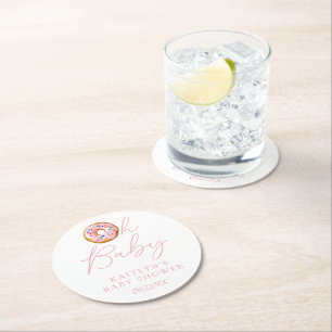 Oh Baby Donut Sprinkle Girls Baby shower Ronde Kartonnen Onderzetter