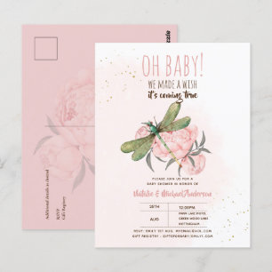 Oh Baby DRAGONFLY maak een mooi Baby shower Floral Briefkaart