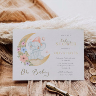 Oh Baby Droommaan Olifant Baby Shower Kaart