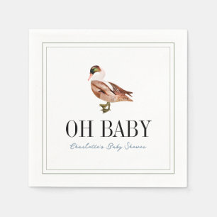 Oh Baby Duck/Mallard White Boy Baby shower Servet