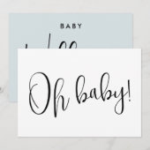 Oh Baby Dusty Blue Modern Zwangerschap Aankondiging (Voorkant / Achterkant)