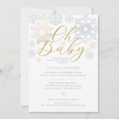 Oh Baby Dusty Blue Snowflake Invitation de douche (Devant)