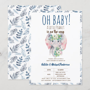 Oh Baby Een kleine pinda Elephant Boho Floral Chic Kaart