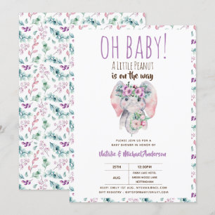 Oh Baby Een kleine pinda Elephant Boho Floral Chic Kaart