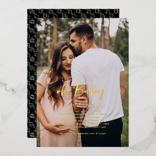 Oh Baby   Eenvoudig foto-Baby shower Folie Uitnodiging