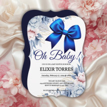 Oh Baby! Elegant Bloemen Blauw Boog Baby shower