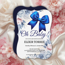 Oh Baby! Elegant Bloemen Blauw Boog Baby shower