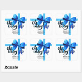 Oh Baby! Elegant Blue Bow Baby shower Vierkante Sticker (Vel)