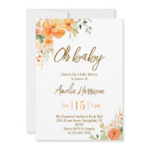 Oh Baby! Elegant Floral Baby shower Uitnodiging
