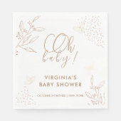Oh Baby Elegant gouden bladeren vlinder Baby showe Servet (Voorkant)