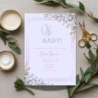 Oh baby Elegant groen en roze Baby shower Kaart