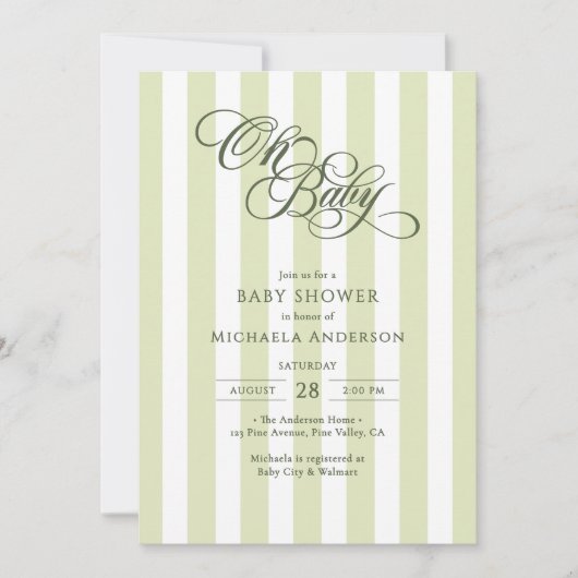 Oh Baby Elegant Script alles in één Baby shower Kaart (Voorkant)