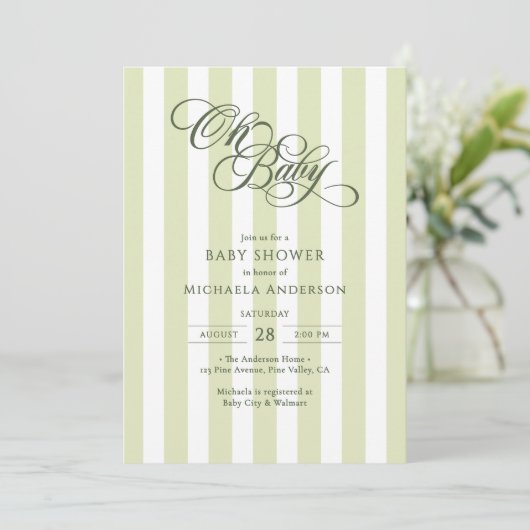 Oh Baby Elegant Script alles in één Baby shower Kaart (Staand voorkant)