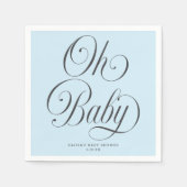 Oh Baby Elegant Script Lt. Blue Boy Baby Shower Servet (Voorkant)