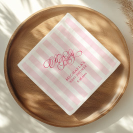 Oh Baby Elegant Script & Stripes Baby shower Servet