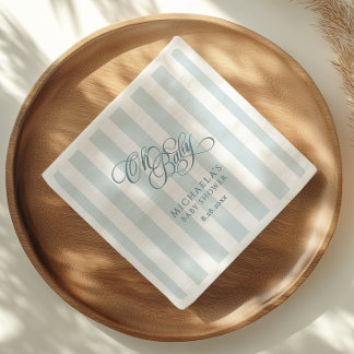 Oh Baby Elegant Script & Stripes Baby shower Servet