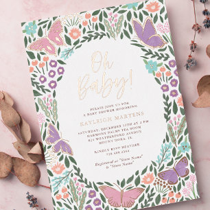 Oh Baby Elegante Vlinder Tuin Baby Shower Folie Uitnodiging