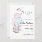Oh Baby Elephant Balloon Baby shower Invitation (Devant)