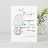 Oh Baby Elephant Balloon Baby shower Invitation (Debout devant)