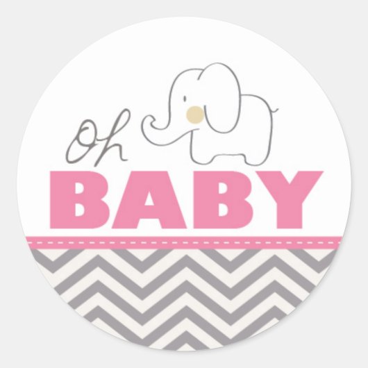 Oh Baby Elephant - Sticker Invitation Baby shower  (Devant)